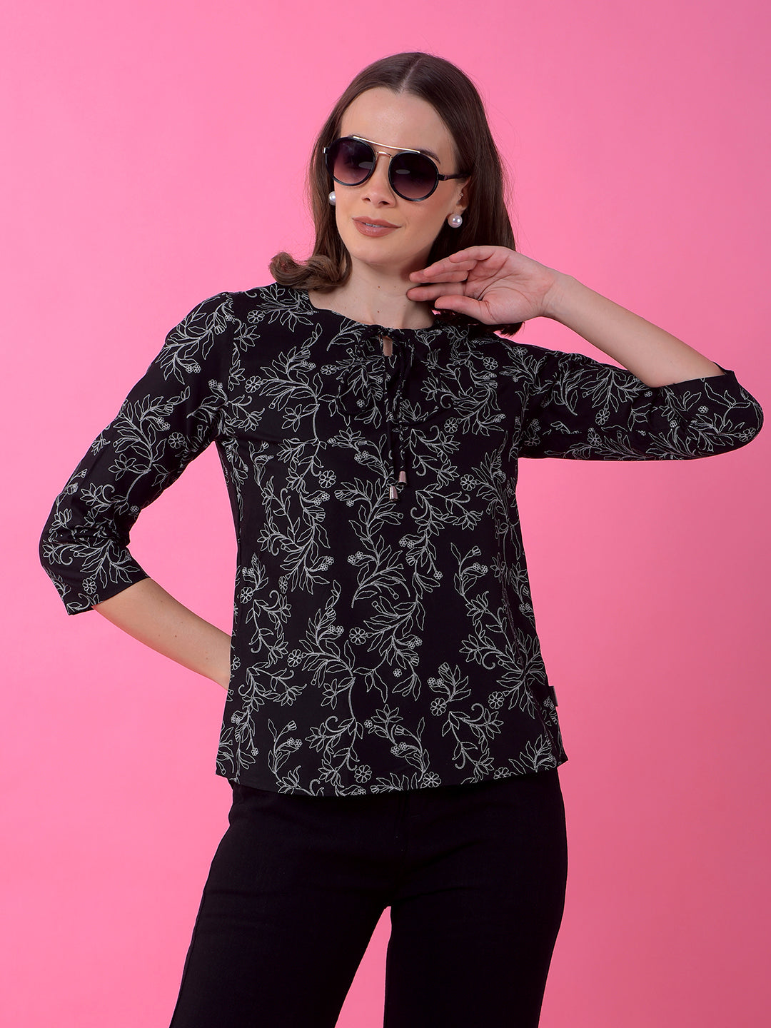 CRIMSOUNE CLUB LADIES WESTERN TOP F/S DE36107 BLACK