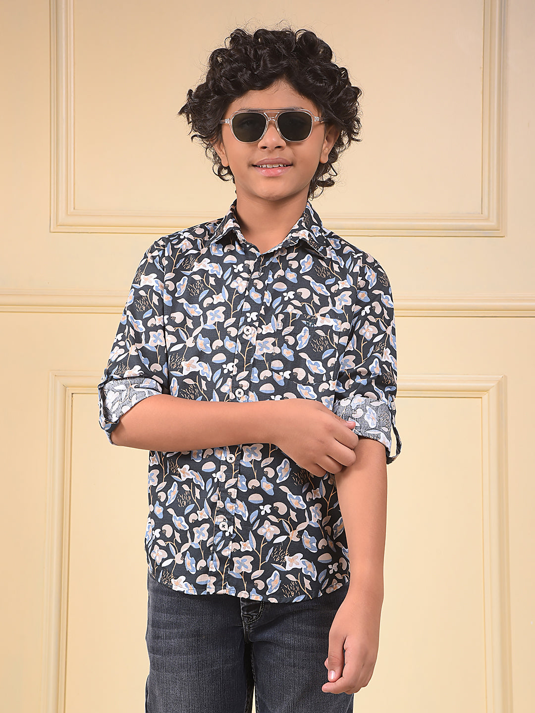 CRIMSOUNE CLUB BOYS SHIRT F/S BMA12110 NAVY