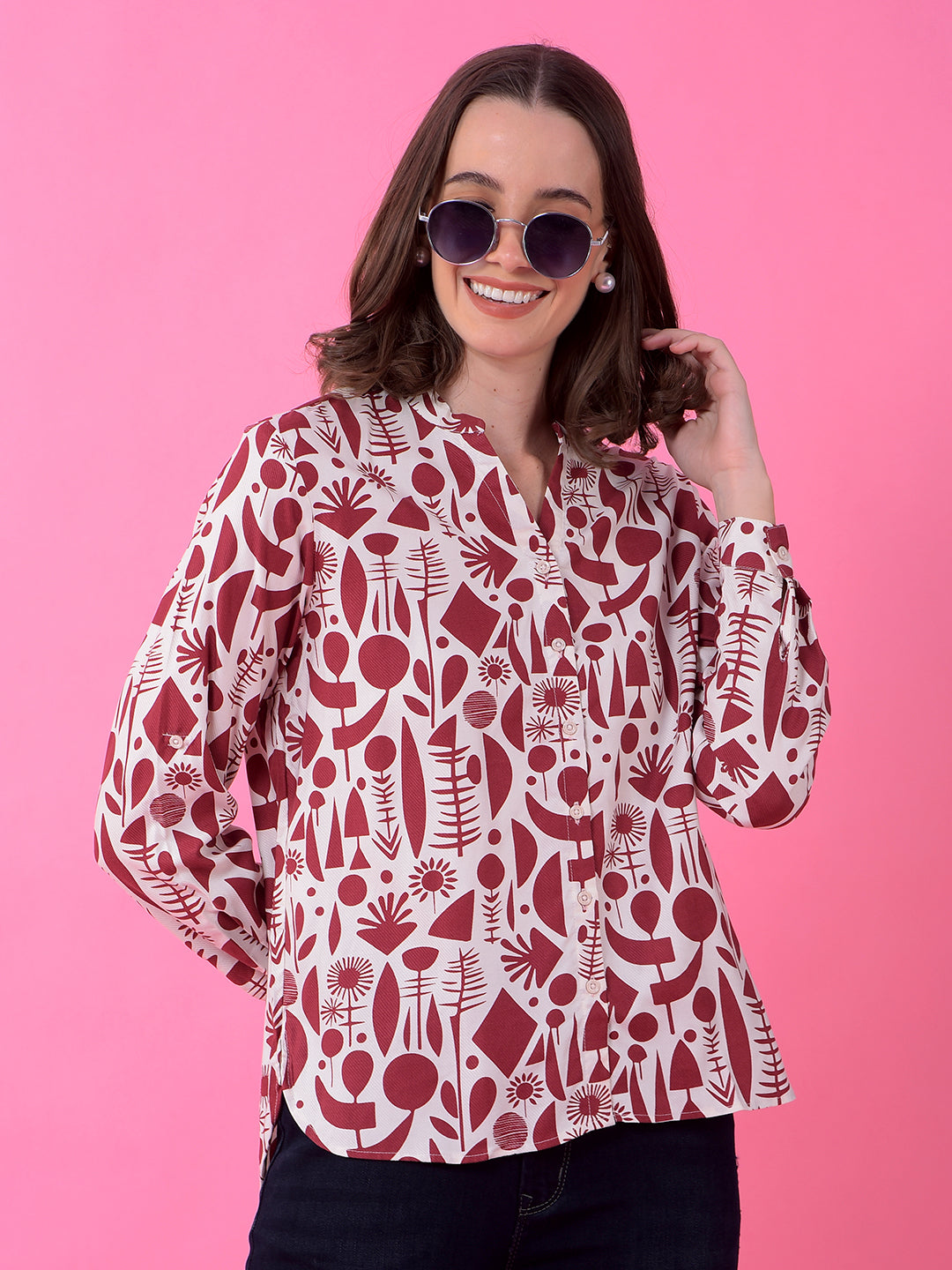 CRIMSOUNE CLUB LADIES WESTERN SHIRT F/S FE4793 MAROON