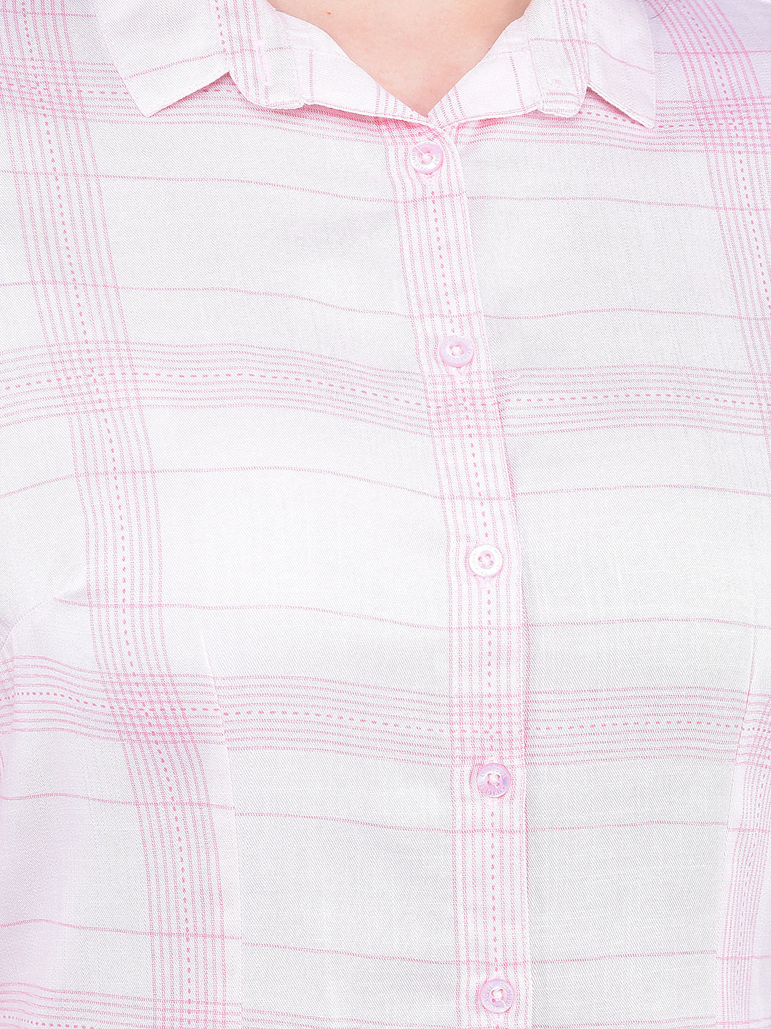 Pink checked ladies Western shirt from Crimsoune Club, long-sleeve design with a classic button-up style.