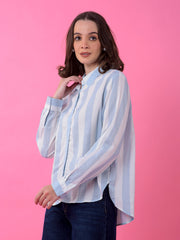 CRIMSOUNE CLUB LADIES WESTERN SHIRT F/S FE4774 PASTEL BLUE