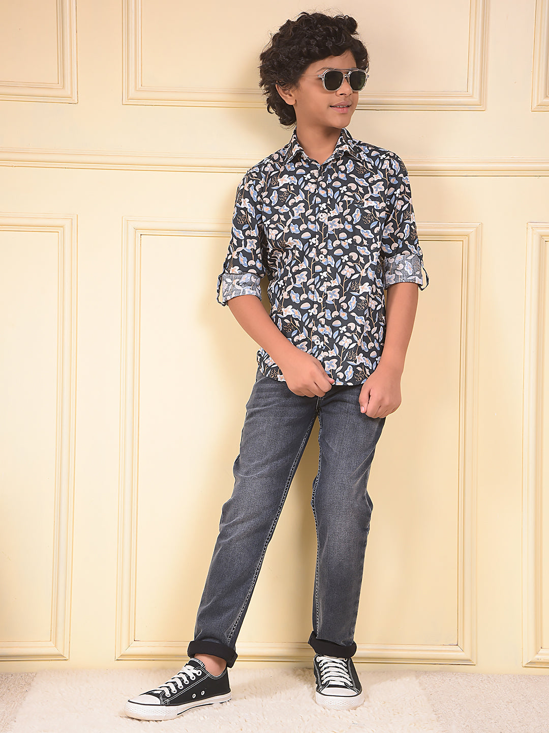 CRIMSOUNE CLUB BOYS SHIRT F/S BMA12110 NAVY