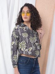 Tropical Vibes Printed Green Shirt