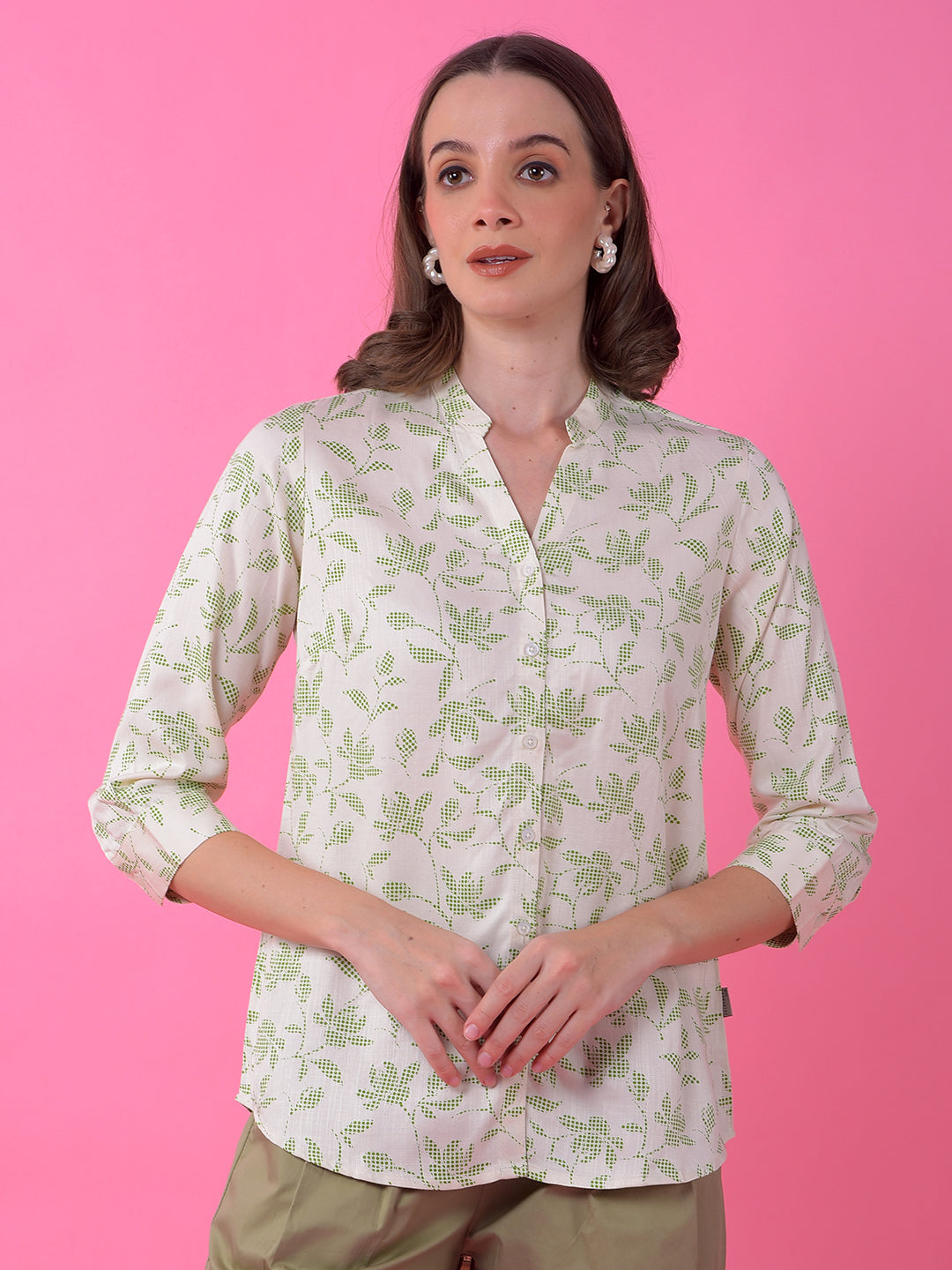 CRIMSOUNE CLUB LADIES WESTERN SHIRT F/S FE4755 GREEN