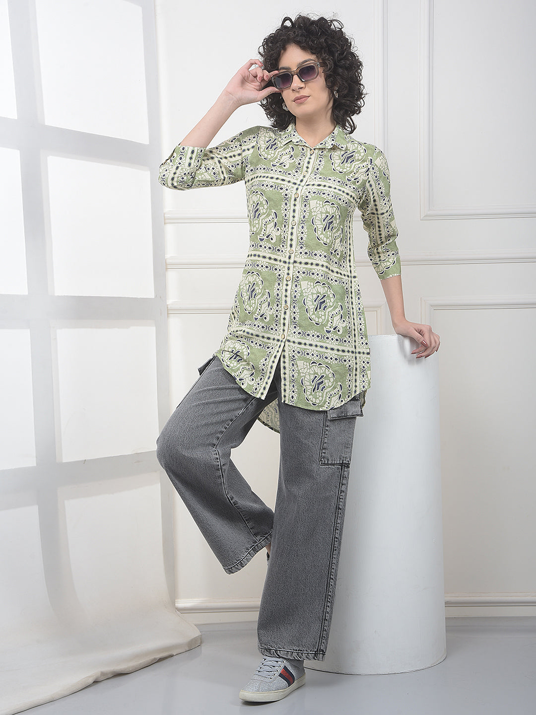 Eucalyptus Green Statement Print Shirt