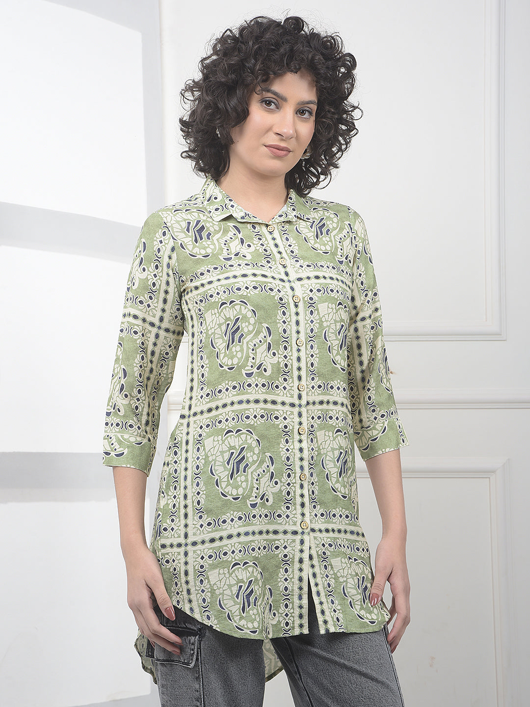 Eucalyptus Green Statement Print Shirt