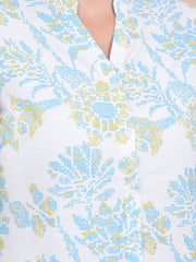 Printed Blue V-Neck Shirt