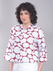 Maroon Printed 100% Cotton Shirt