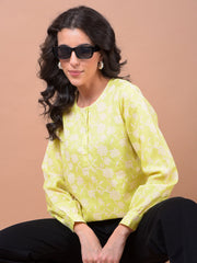 CRIMSOUNE CLUB LADIES WESTERN TOP F/S DE36036 LIME GREEN