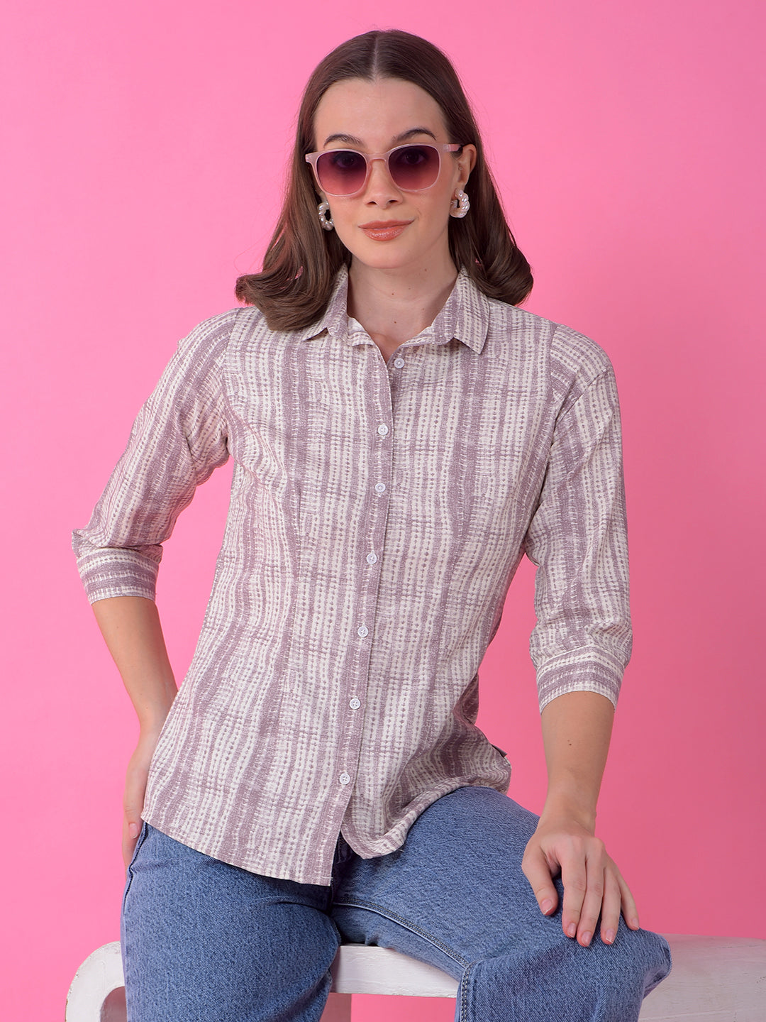 CRIMSOUNE CLUB LADIES WESTERN SHIRT F/S FE4758 MAUVE