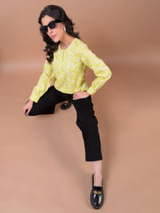 CRIMSOUNE CLUB LADIES WESTERN TOP F/S DE36036 LIME GREEN