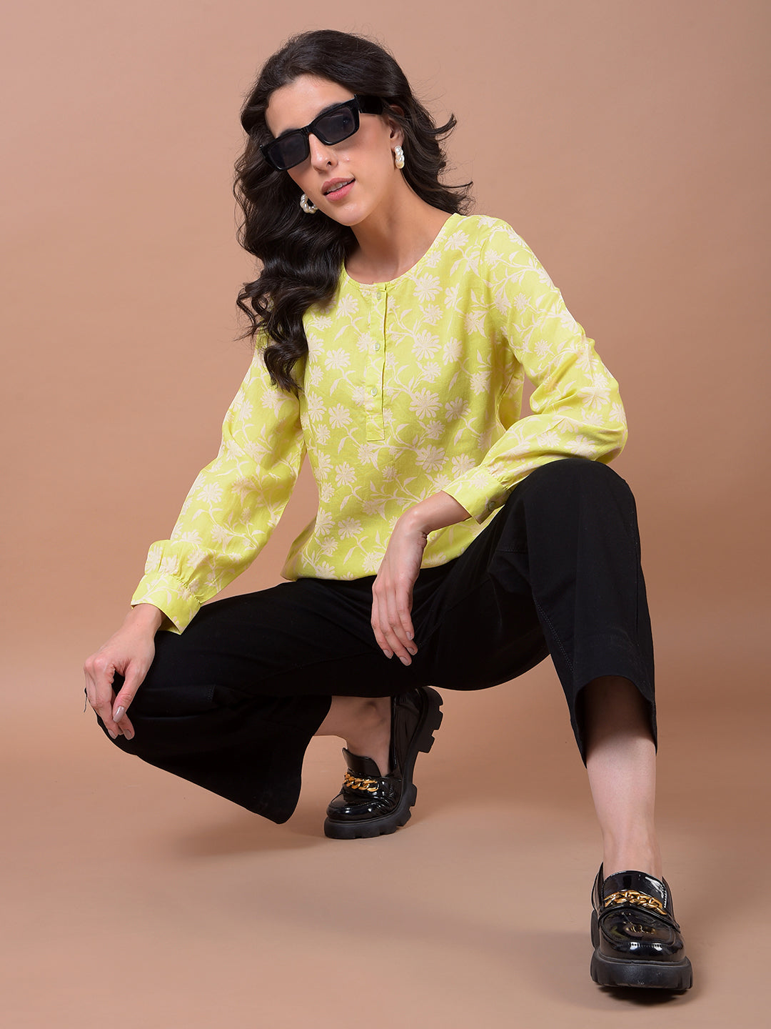 CRIMSOUNE CLUB LADIES WESTERN TOP F/S DE36036 LIME GREEN