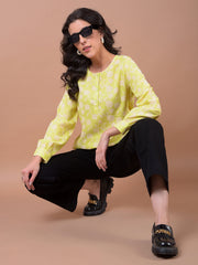 CRIMSOUNE CLUB LADIES WESTERN TOP F/S DE36036 LIME GREEN