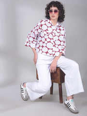 Maroon Printed 100% Cotton Shirt