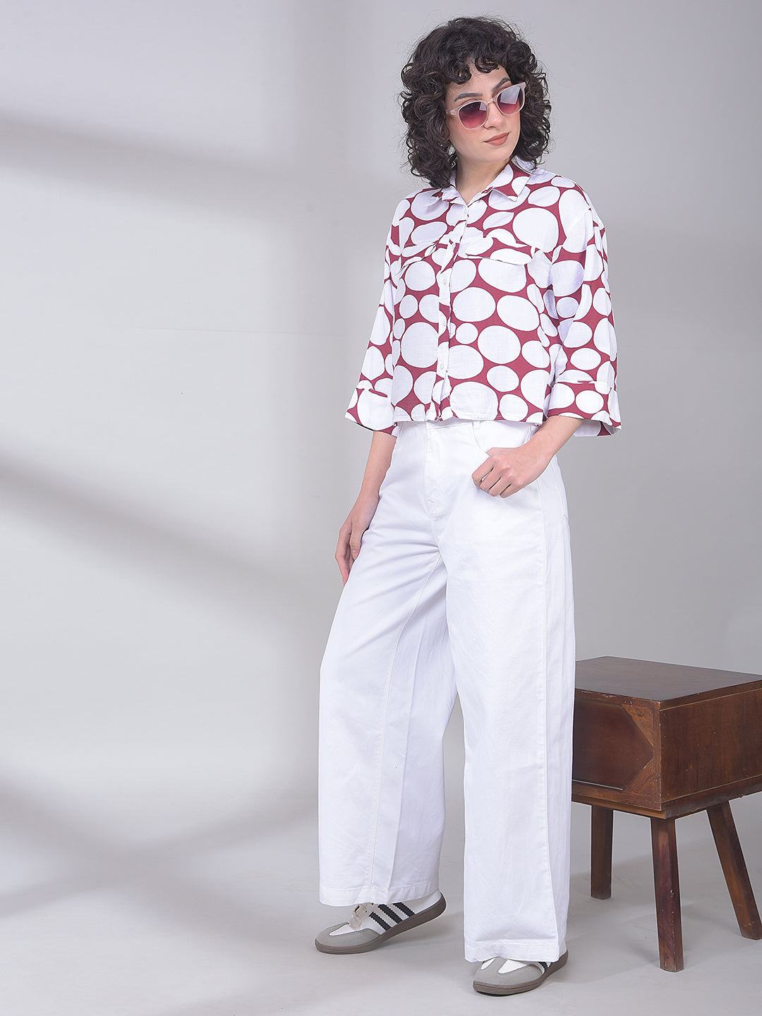 Maroon Printed 100% Cotton Shirt