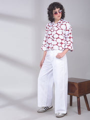 Maroon Printed 100% Cotton Shirt