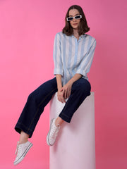 CRIMSOUNE CLUB LADIES WESTERN SHIRT F/S FE4774 PASTEL BLUE