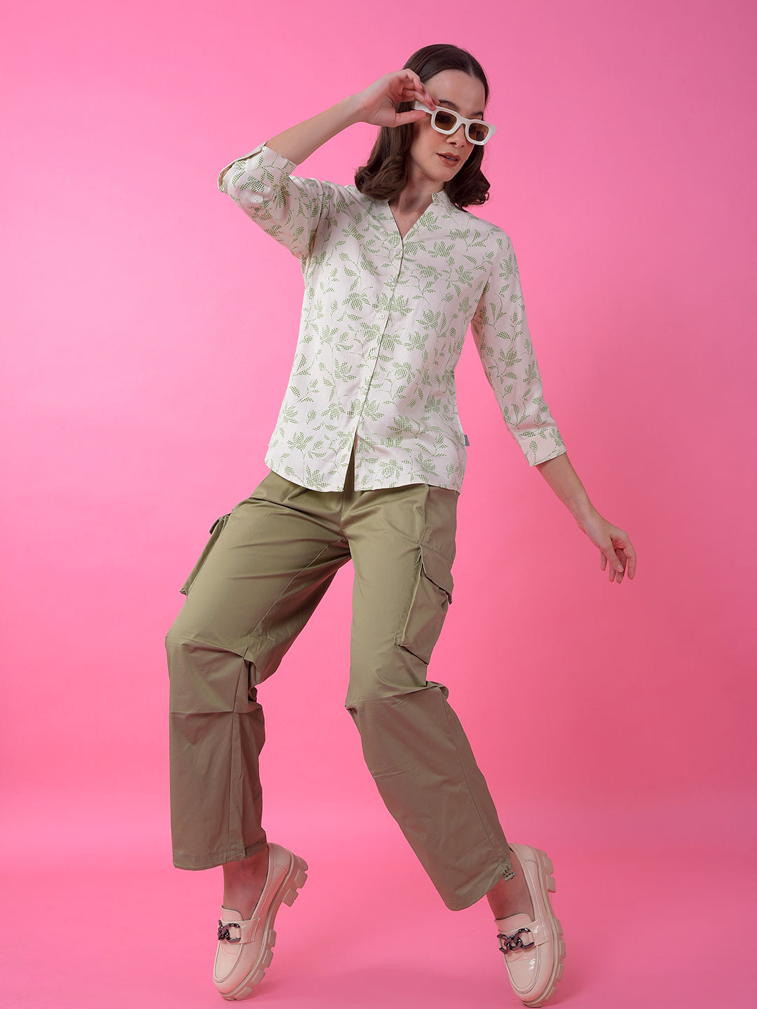 CRIMSOUNE CLUB LADIES WESTERN SHIRT F/S FE4755 GREEN