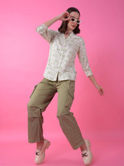 CRIMSOUNE CLUB LADIES WESTERN SHIRT F/S FE4755 GREEN