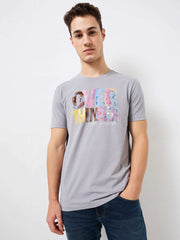 Spykar Mens T-Shirt H/S Mktcp1Be123 Silver Grey
