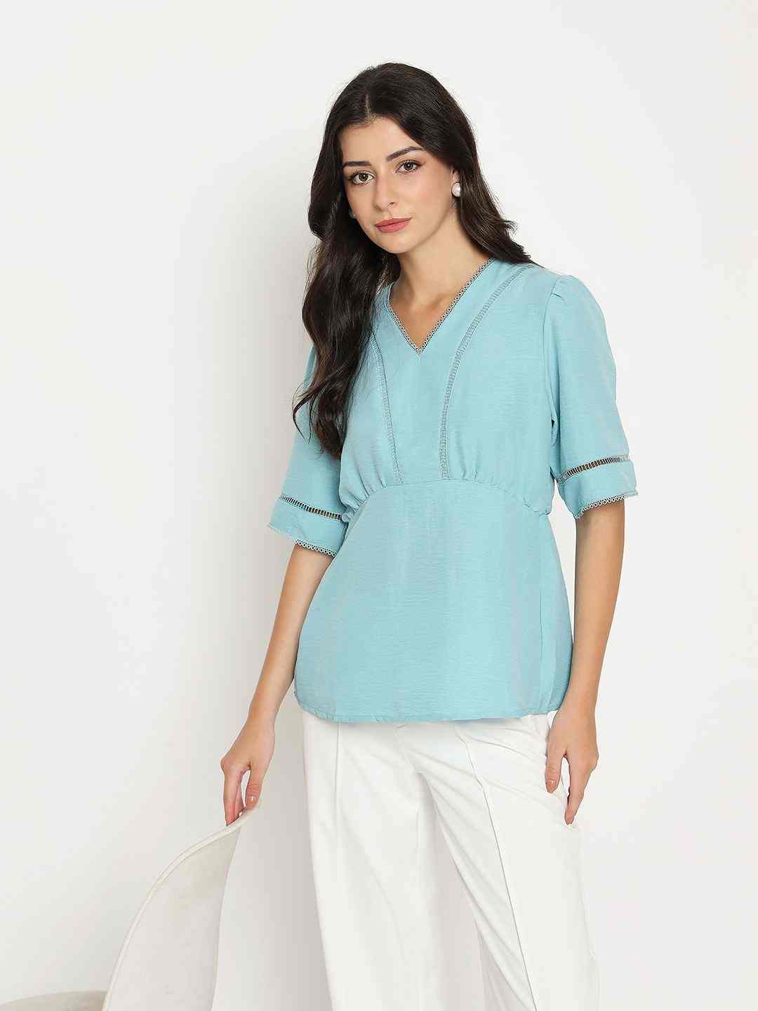 Madame Ladies Western Top H/S M5S18702 036 Sea Green