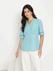 Madame Ladies Western Top H/S M5S18702 036 Sea Green