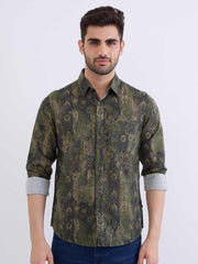 SPYKAR MENS CASUAL SHIRT F/S MSHPS2BE052 AVOCADO GREEN