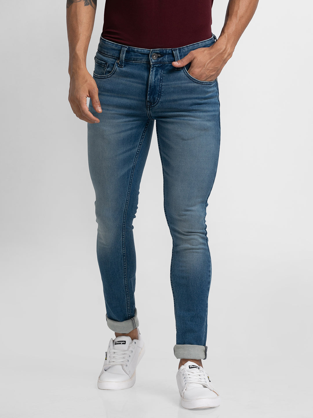 Spykar Mens Jeans Skn-02Bb-14 Mid Blue