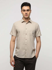 Crocodile Mens Casual Shirt H/S Crcs224-309Mt Hs Beige