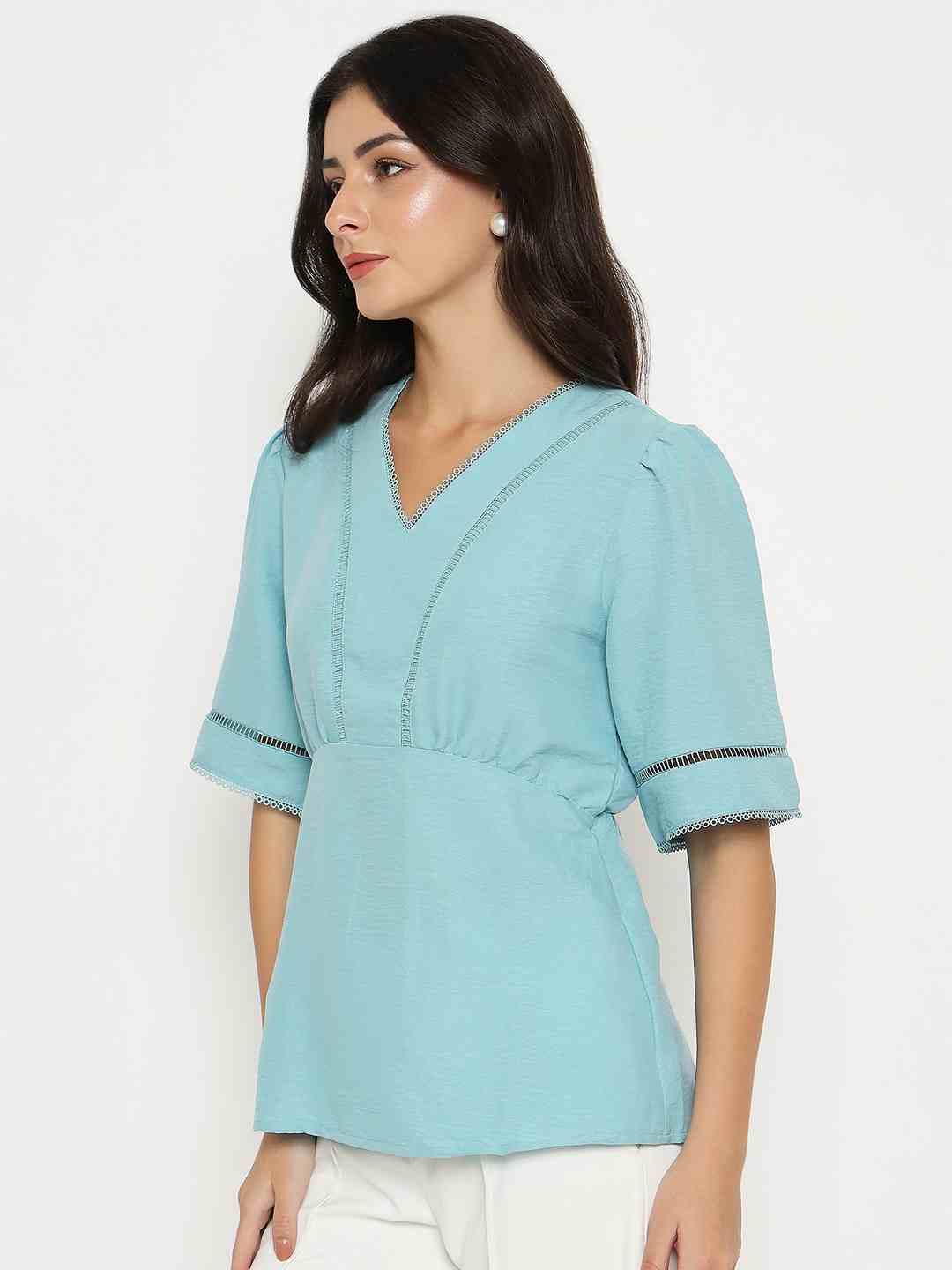 Madame Ladies Western Top H/S M5S18702 036 Sea Green