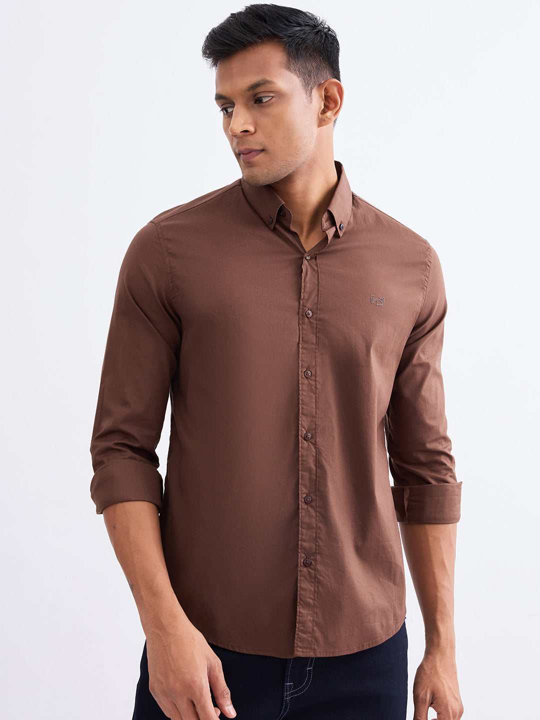 SPYKAR MENS CASUAL SHIRT F/S MSHSOS2BE185 BISON BROWN