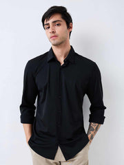 Spykar Mens Casual Shirt H/S Mshsos1Be027 Black