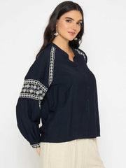Madame Ladies Western Top H/S M5S18830 026 Navy