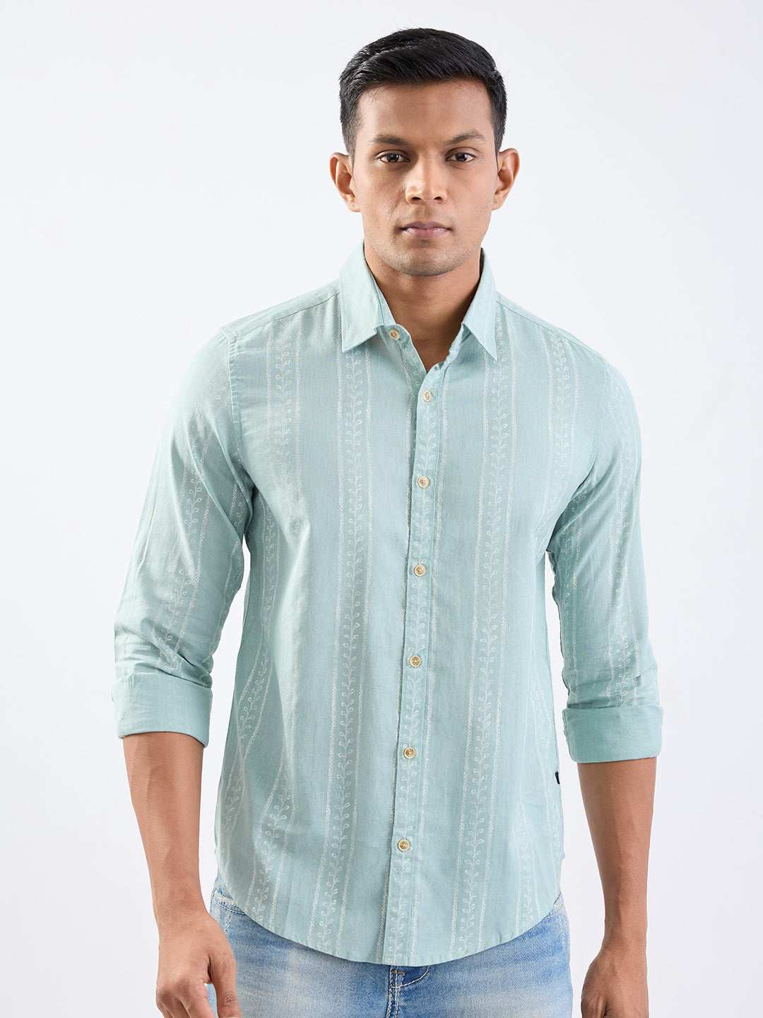 SPYKAR MENS CASUAL SHIRT F/S MSHST2BE161 GRANITE GREEN