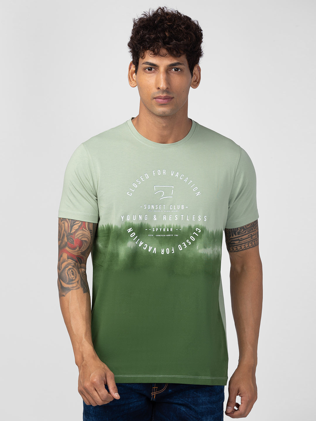 Spykar Mens T-Shirt H/S Mktcp1Bc090 Dusty Green