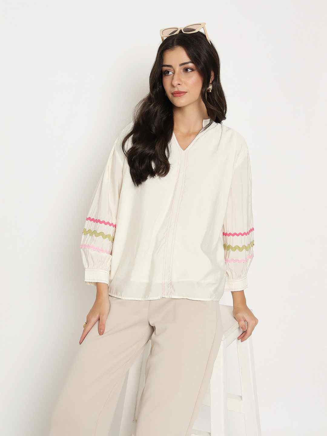 Madame Ladies Western Top H/S M5S18754 1 Off White