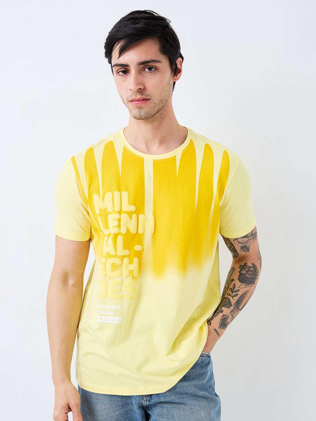 Spykar Mens T-Shirt H/S Mktft1Be107 Powder Yellow