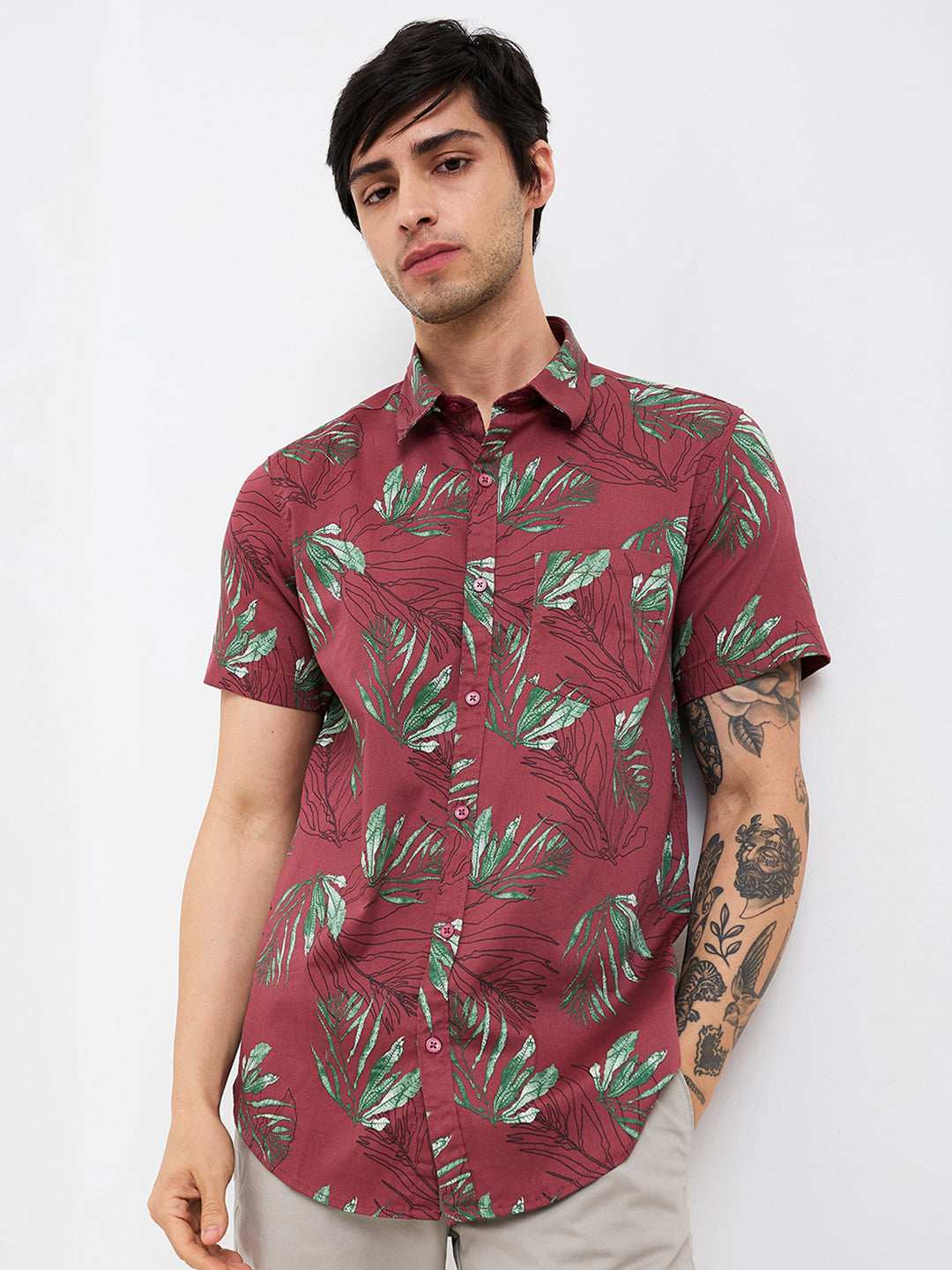 Spykar Mens Casual Shirt F/S Mshps1Be077 Cardinal Red