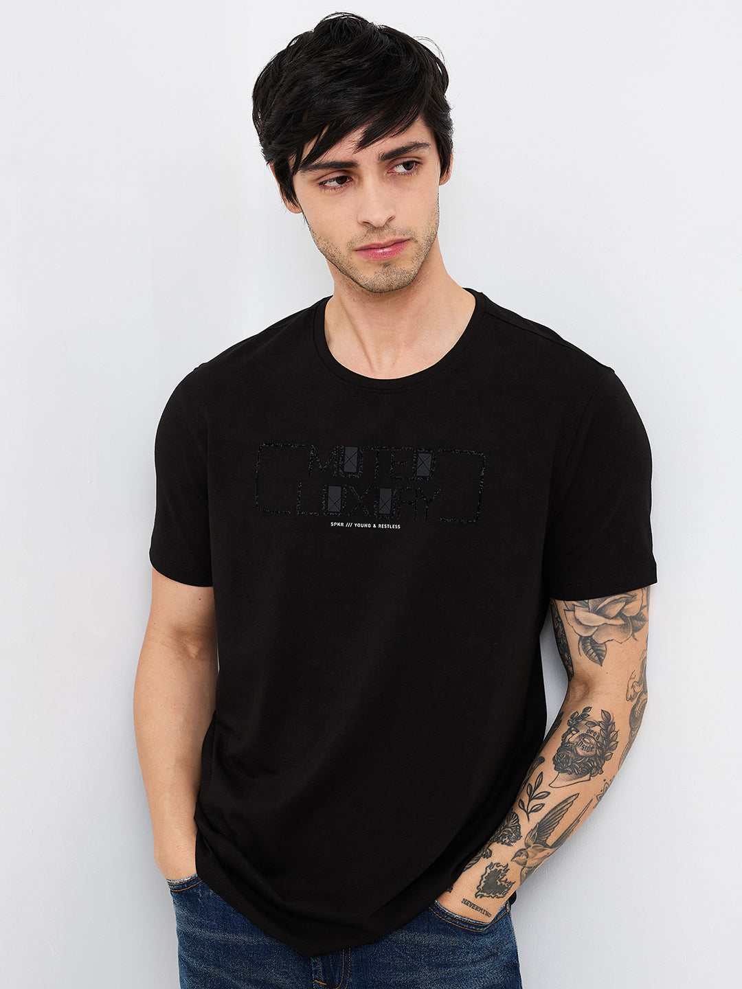 Spykar Mens T-Shirt H/S Mktcp1Be193 Black