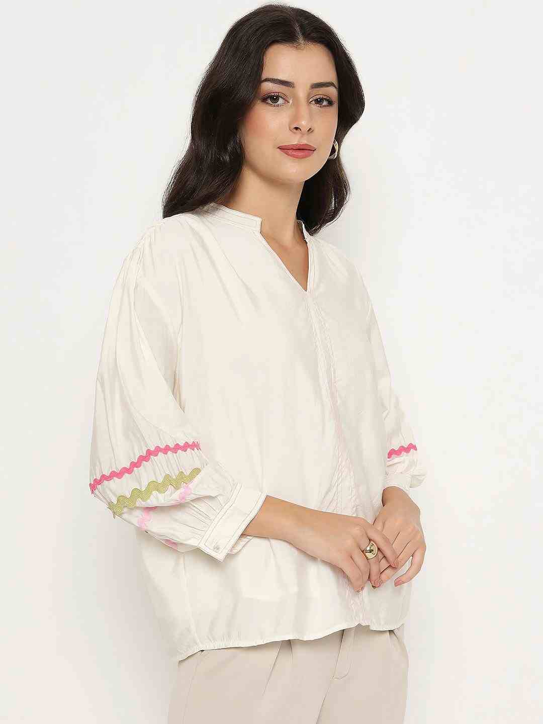 Madame Ladies Western Top H/S M5S18754 1 Off White