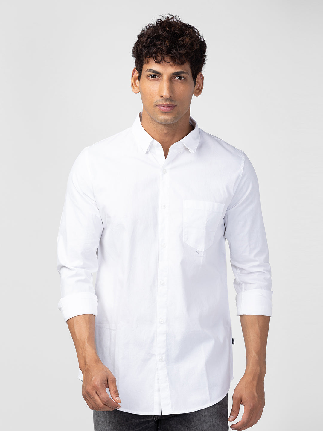 Spykar Mens Casual Shirt F/S Mshss1Bc025 White