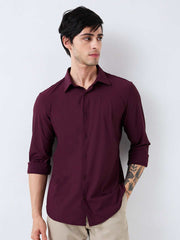 Spykar Mens Casual Shirt H/S Mshsos1Be027 Wine Red