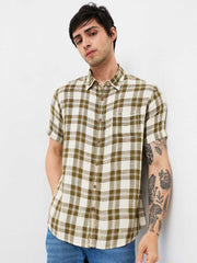 Spykar Mens Casual Shirt F/S Mshcs1Be157 Avocado Green
