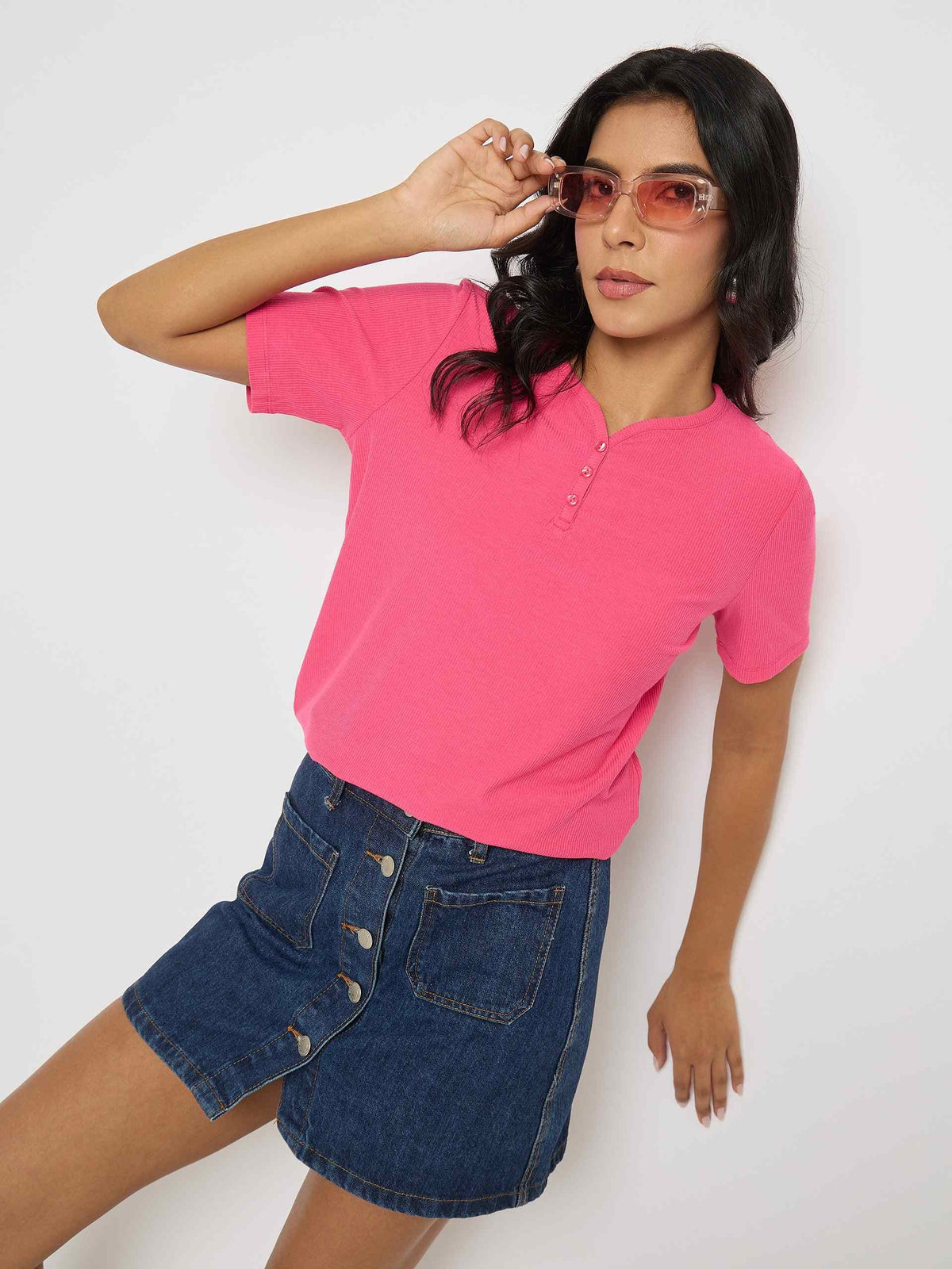 Madame Ladies Western Top H/S M5S11001 076 Hot Pink