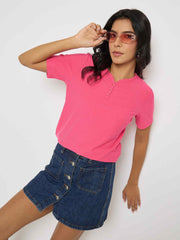 Madame Ladies Western Top H/S M5S11001 076 Hot Pink