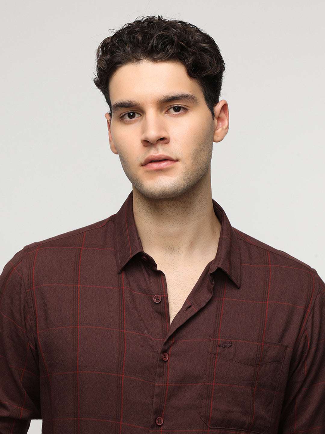 Crocodile Mens Casual Shirt F/S Crcs224-326Mt Maroon