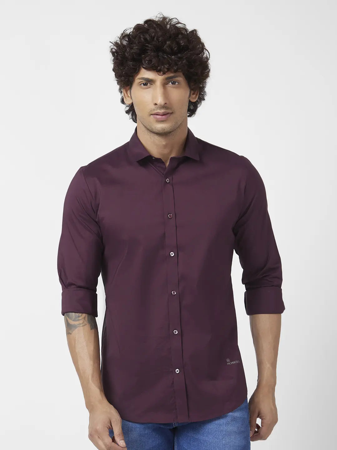 Spykar Mens Casual Shirt F/S Mshsos2Bc143 Wine Red