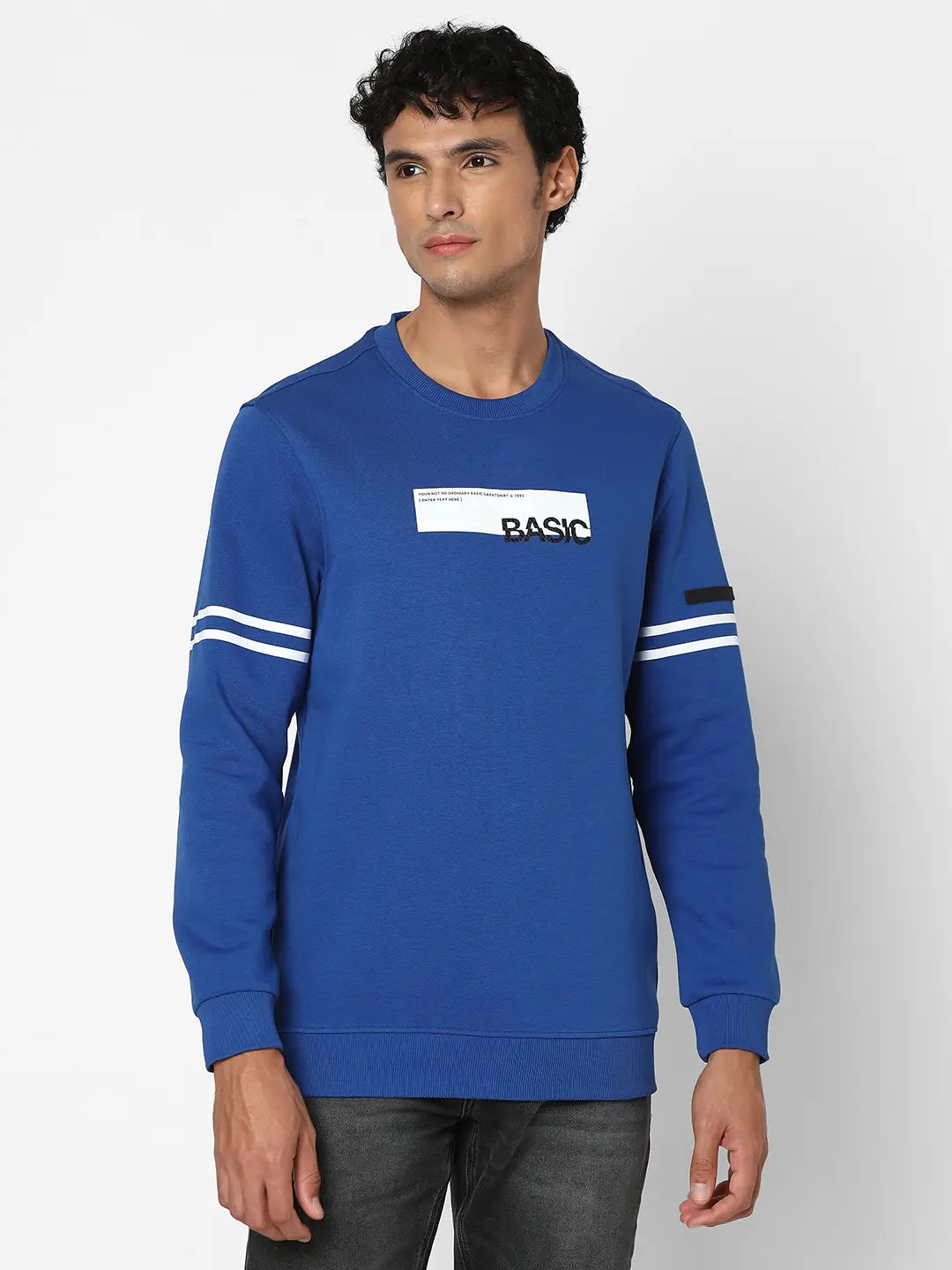 Spykar Mens Sweat Shirt F/S Msslgt2Bc011 Electric_Blue