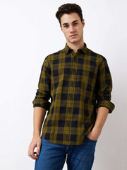 Spykar Mens Casual Shirt F/S Mshcs1Be162 Avocado Green