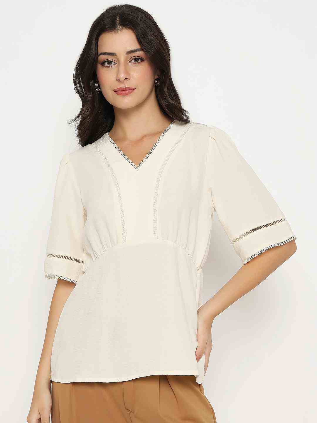 Madame Ladies Western Top H/S M5S18702 1 Off White